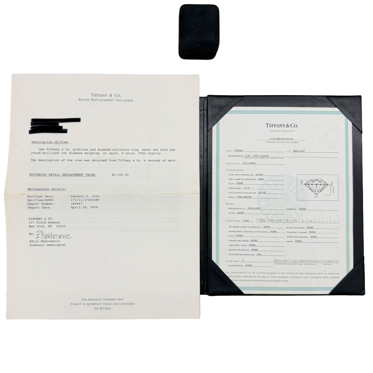 Tiffany & Co. 0.21 ct Round Brilliant Diamond Etoile Engagement Ring box