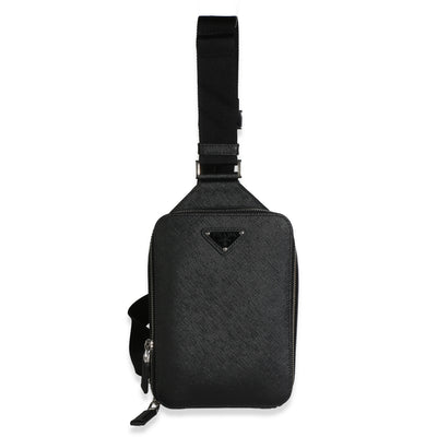 Prada Black Saffiano Brique Slingbag Handbag id