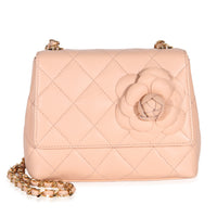 Chanel Vintage Light Pink Quilted Lambskin Camellia Mini Flap Bag Handbag id
