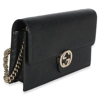Gucci Black Dollar Calfskin Interlocking G Chain Wallet Handbag 3