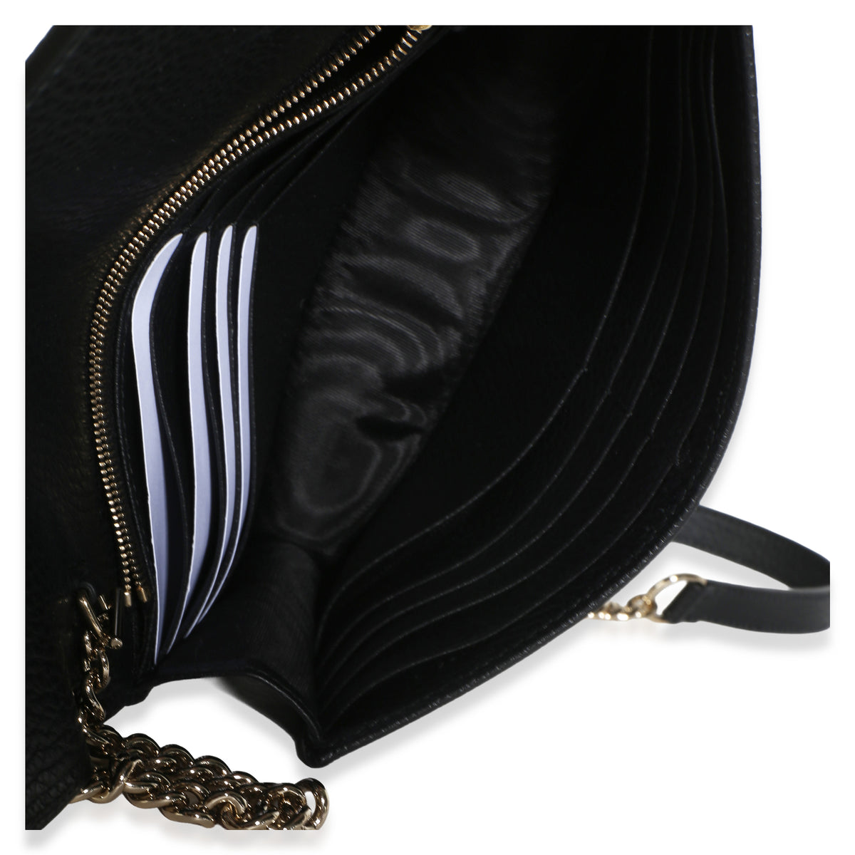 Gucci Black Dollar Calfskin Interlocking G Chain Wallet Handbag 8