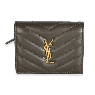 Saint Laurent Light Musk Lambskin Matelasse Chevron Compact Wallet Wallet id