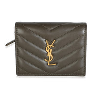 Saint Laurent Light Musk Lambskin Matelasse Chevron Compact Wallet Wallet id
