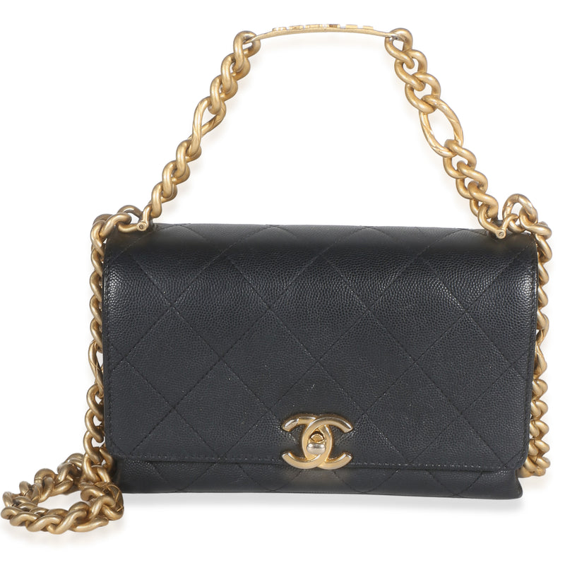 Chanel Black Quilted Caviar Mini Bracelet On Chain Flap Bag Handbag id