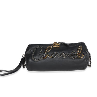 Chanel Black Metallic Lambskin Signe Bowling Bag Handbag id