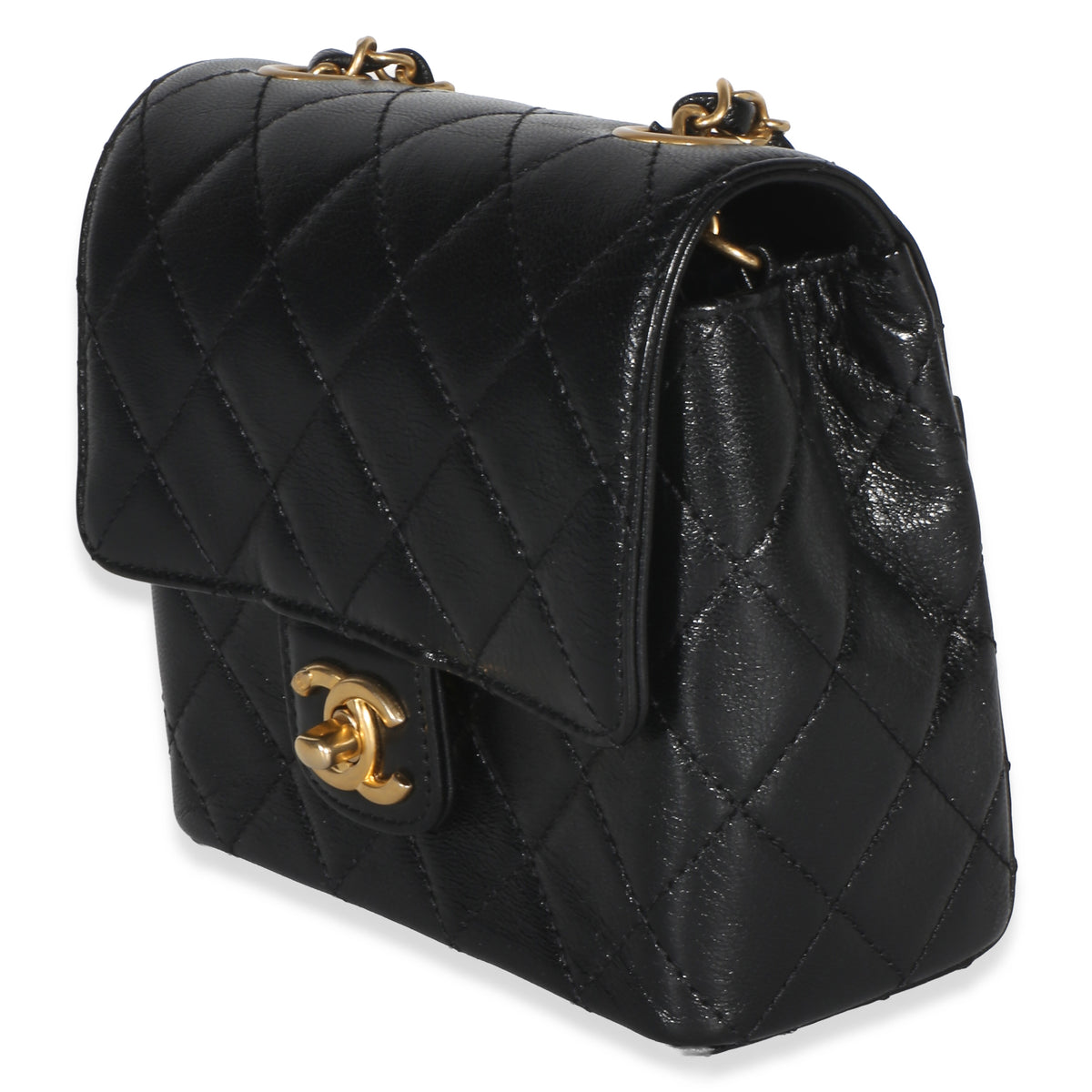 Chanel Black Quilted Goatskin Mini Square Flap Bag Handbag 2