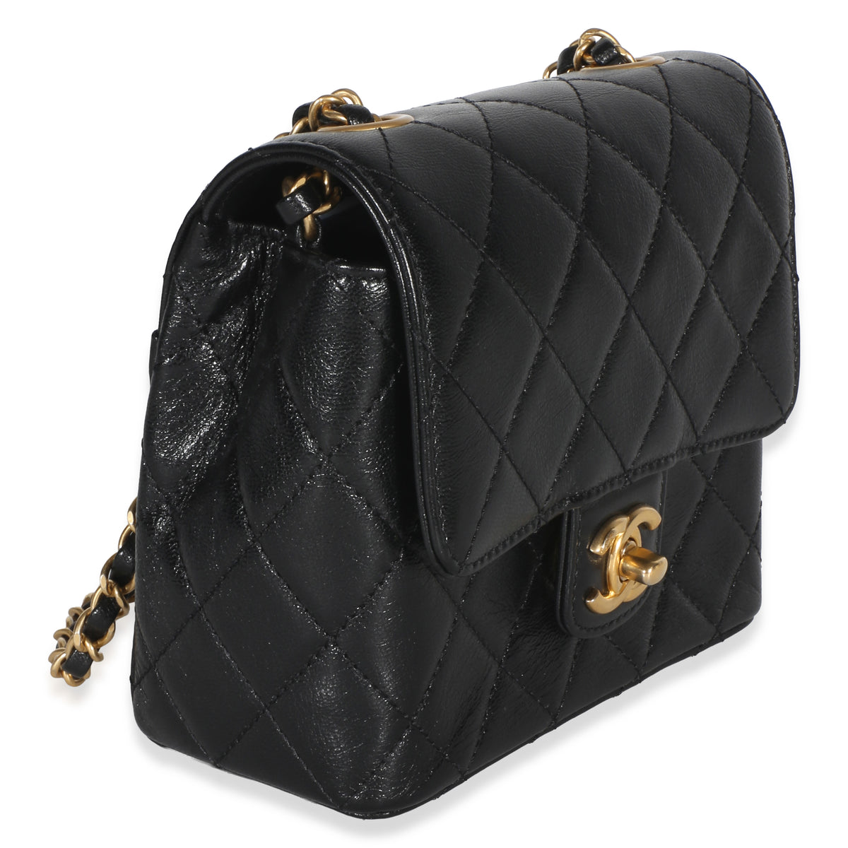 Chanel Black Quilted Goatskin Mini Square Flap Bag Handbag 3