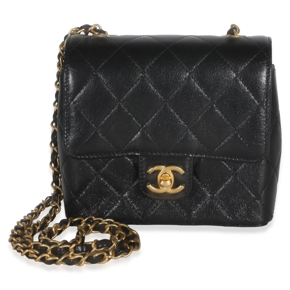 Chanel Black Quilted Goatskin Mini Square Flap Bag Handbag id