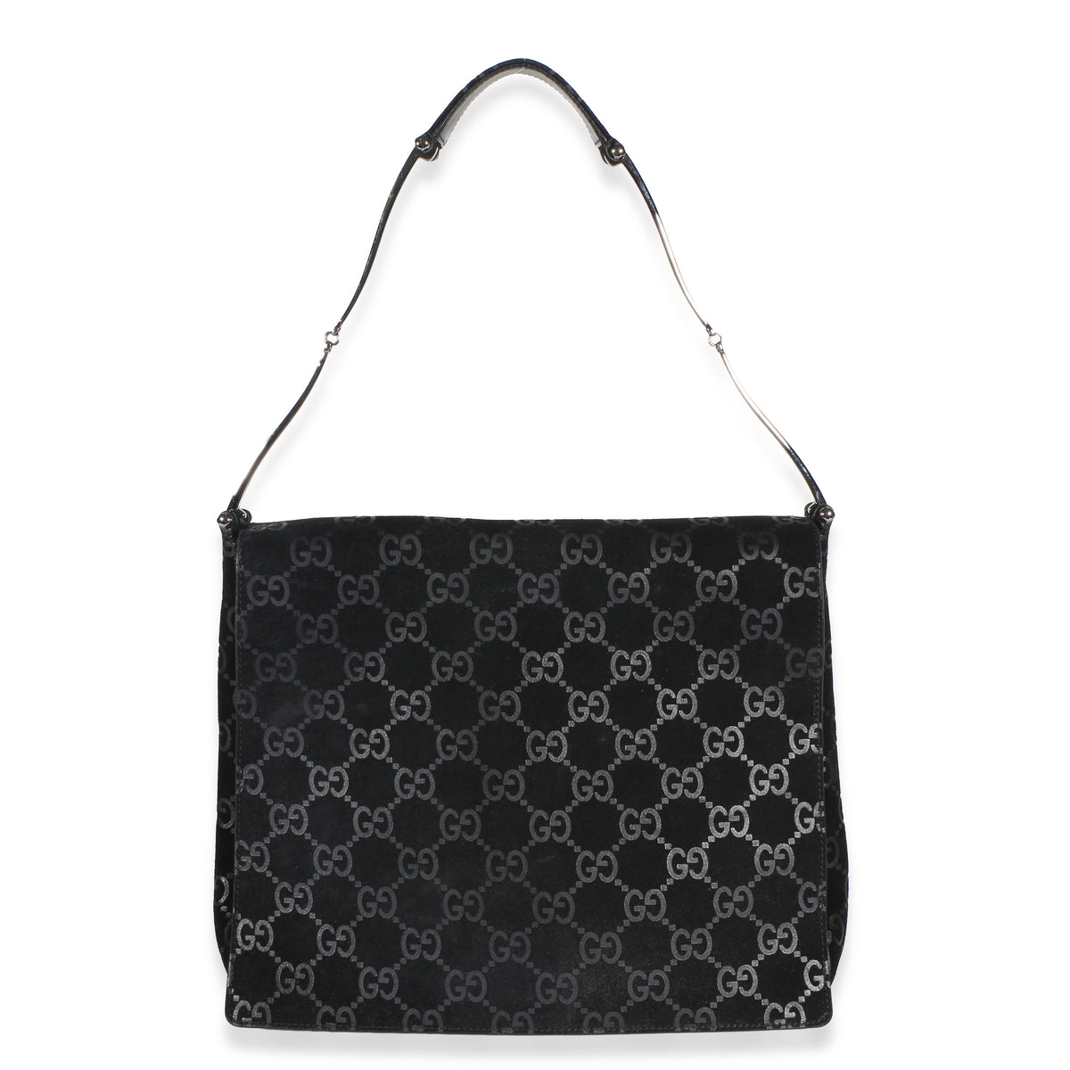Gucci Black GG ssima Suede Flap Hobo Handbag id