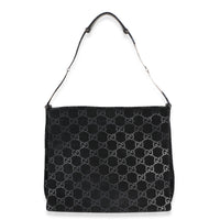 Gucci Black GG ssima Suede Flap Hobo Handbag id