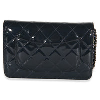 Chanel Navy Quilted Patent Wallet On Chain Handbag 4