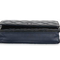 Chanel Navy Quilted Patent Wallet On Chain Handbag 5