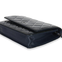 Chanel Navy Quilted Patent Wallet On Chain Handbag 6
