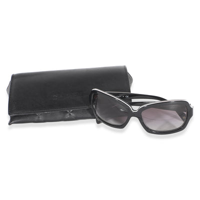 Chanel Black White Acetate CC Rectangle Frame Sunglasses id