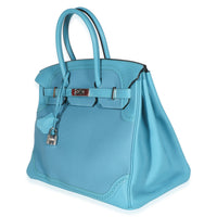 Hermès Turquoise Togo Swift Ghillies Birkin 35 PHW Handbag 2