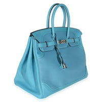 Hermès Turquoise Togo Swift Ghillies Birkin 35 PHW Handbag 3