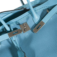 Hermès Turquoise Togo Swift Ghillies Birkin 35 PHW Handbag 8