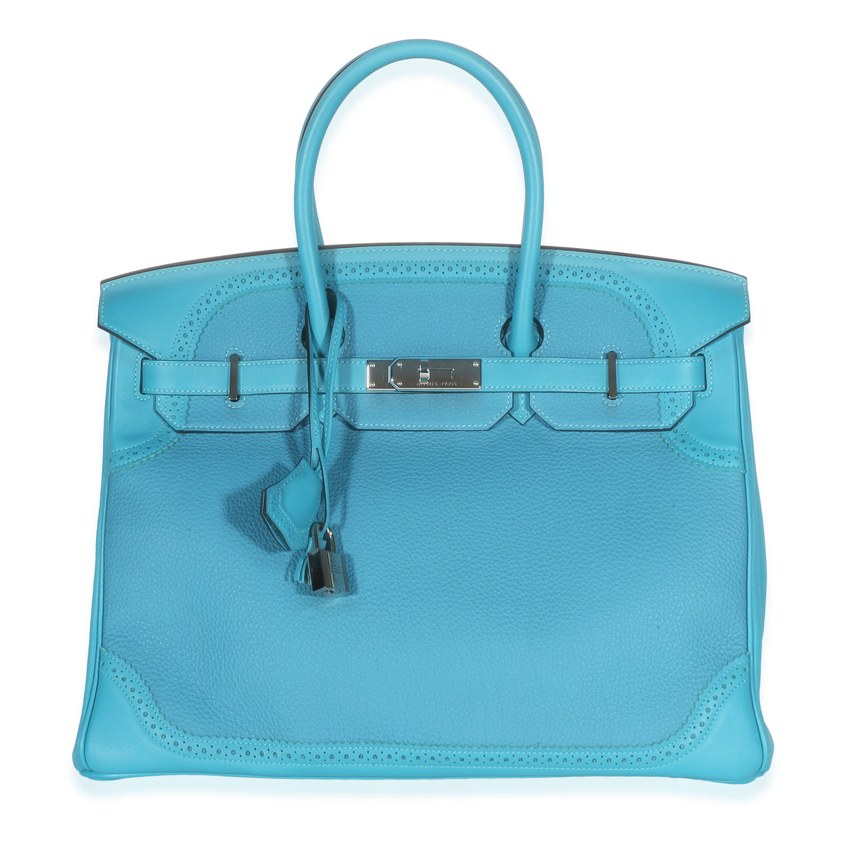 Hermès Turquoise Togo Swift Ghillies Birkin 35 PHW Handbag id