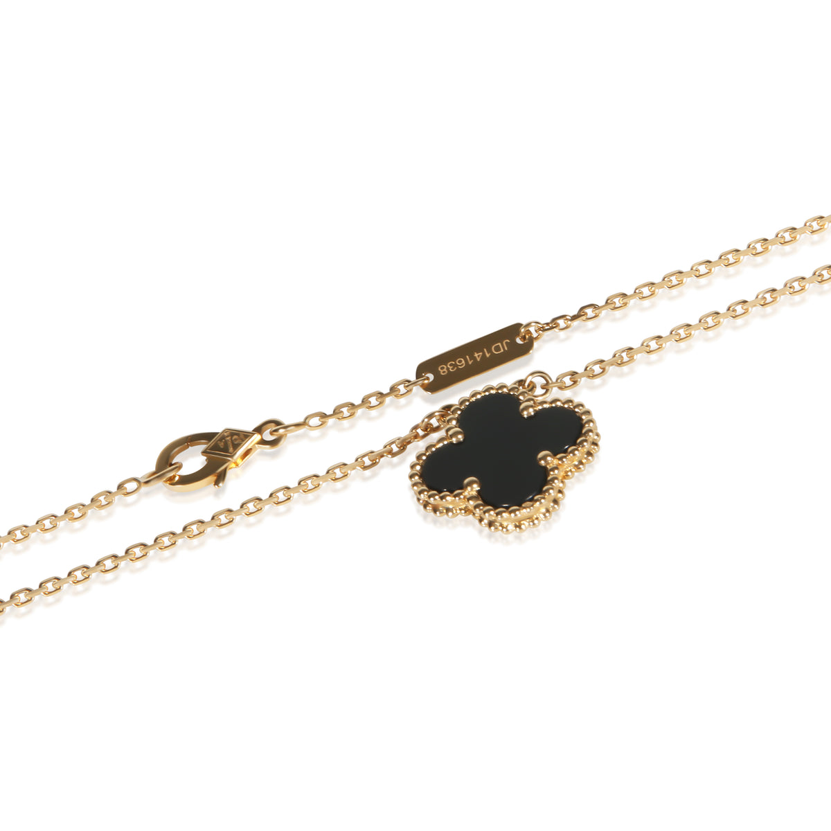 Van Cleef & Arpels Yellow Gold Onyx Vintage Alhambra Pendant 2