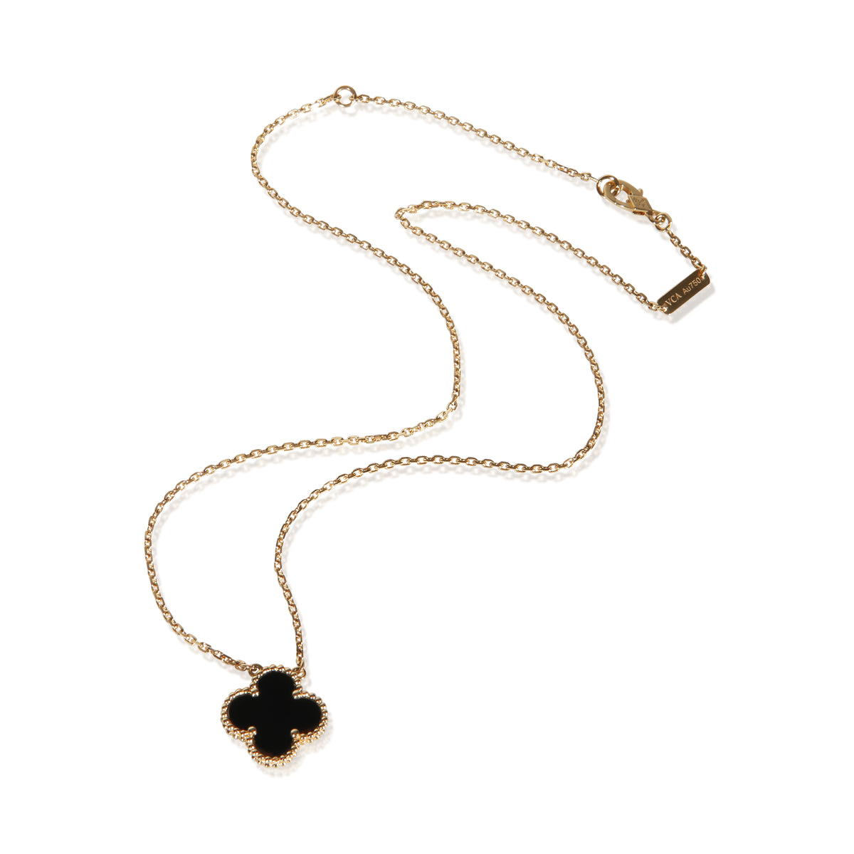 Van Cleef & Arpels Yellow Gold Onyx Vintage Alhambra Pendant 3