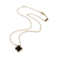 Van Cleef & Arpels Yellow Gold Onyx Vintage Alhambra Pendant 3