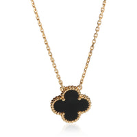 Van Cleef & Arpels Yellow Gold Onyx Vintage Alhambra Pendant fv