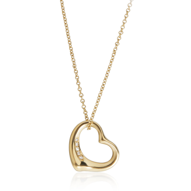 Tiffany & Co. Yellow Gold Diamond Elsa Peretti Open Heart Pendant fv