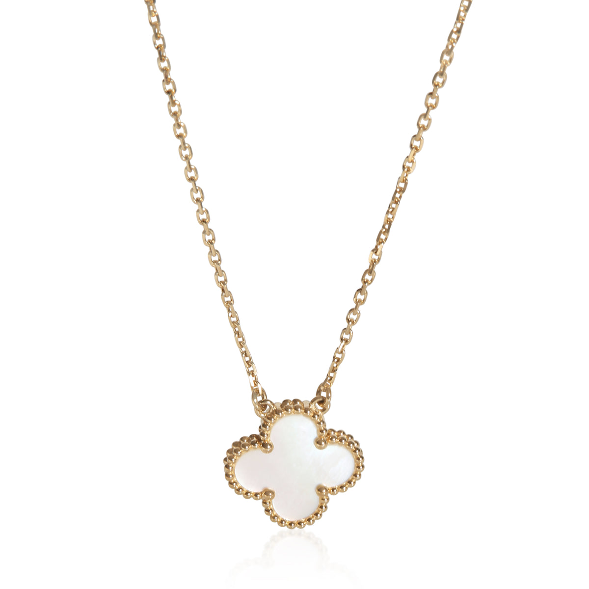Van Cleef & Arpels Yellow Gold Mother Of Pearl Vintage Alhambra Pendant fv