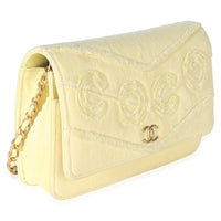 Chanel Yellow Frayed Denim Coco Wallet On Chain Handbag 3