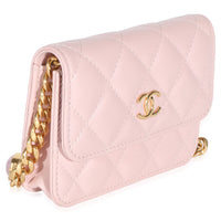 Chanel Light Pink Quilted Lambskin Jeweled Mini Wallet On Chain Handbag 3