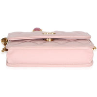 Chanel Light Pink Quilted Lambskin Jeweled Mini Wallet On Chain Handbag 5