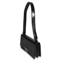 Prada Black Spazzolato Embleme Triangle Flap Bag Handbag 2