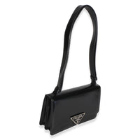 Prada Black Spazzolato Embleme Triangle Flap Bag Handbag 3