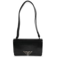 Prada Black Spazzolato Embleme Triangle Flap Bag Handbag id