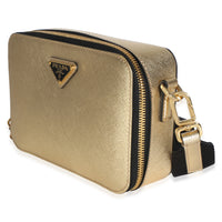 Prada Gold Saffiano Travel Small Brique Crossbody Bag Handbag 2