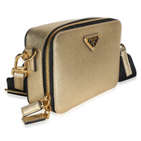 Prada Gold Saffiano Travel Small Brique Crossbody Bag Handbag 3
