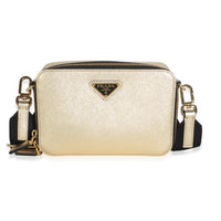 Prada Gold Saffiano Travel Small Brique Crossbody Bag Handbag id