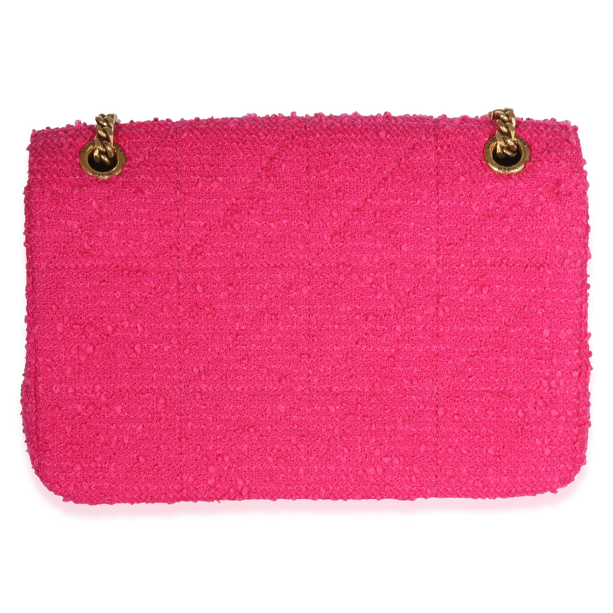 Saint Laurent Magenta Boucle Tweed Patchwork Monogram Medium Jamie Baguette Handbag 4