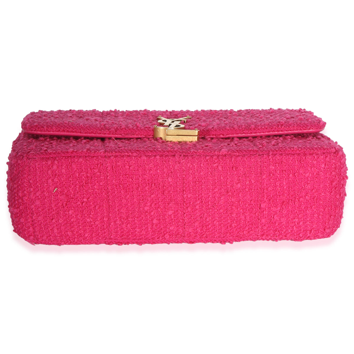 Saint Laurent Magenta Boucle Tweed Patchwork Monogram Medium Jamie Baguette Handbag 5