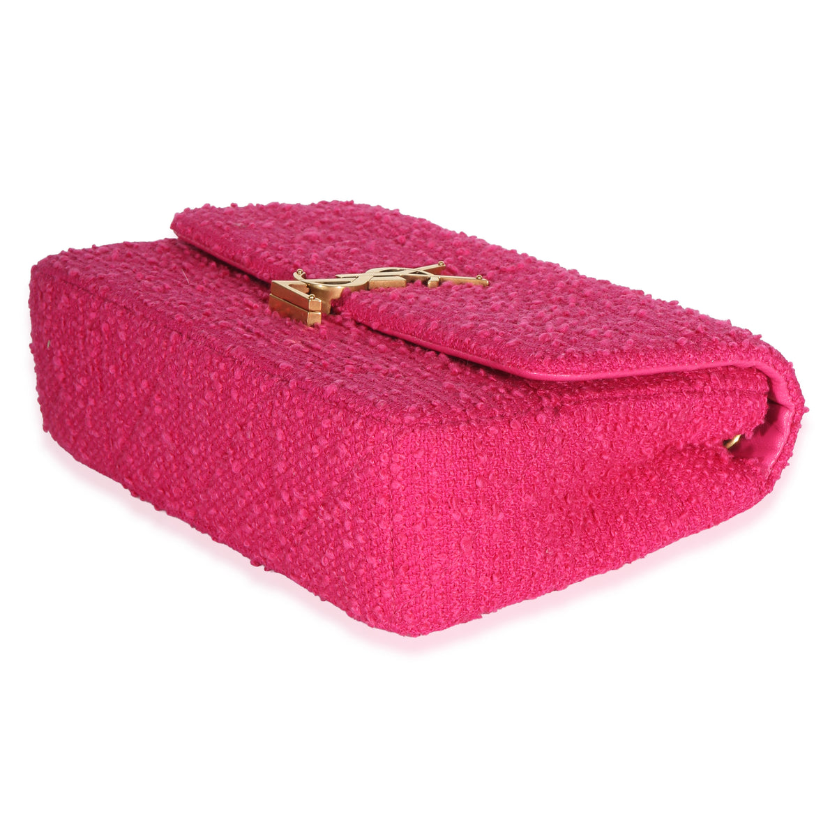 Saint Laurent Magenta Boucle Tweed Patchwork Monogram Medium Jamie Baguette Handbag 6