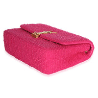 Saint Laurent Magenta Boucle Tweed Patchwork Monogram Medium Jamie Baguette Handbag 6