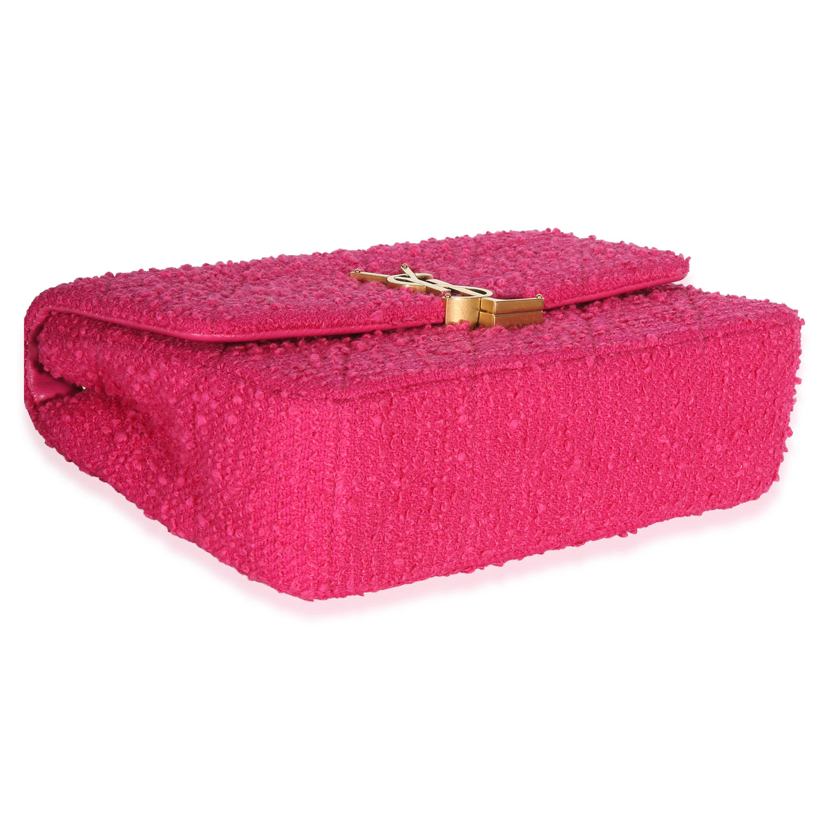 Saint Laurent Magenta Boucle Tweed Patchwork Monogram Medium Jamie Baguette Handbag 8