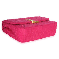Saint Laurent Magenta Boucle Tweed Patchwork Monogram Medium Jamie Baguette Handbag 8