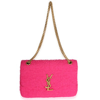 Saint Laurent Magenta Boucle Tweed Patchwork Monogram Medium Jamie Baguette Handbag 9
