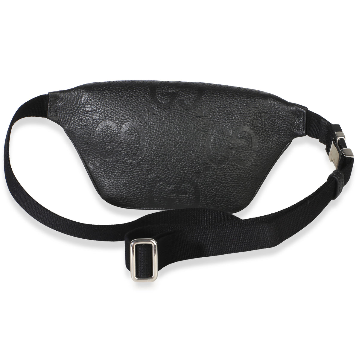 Gucci Black Piuma Calfskin Jumbo GG Embossed Small Belt Bag Handbag 4