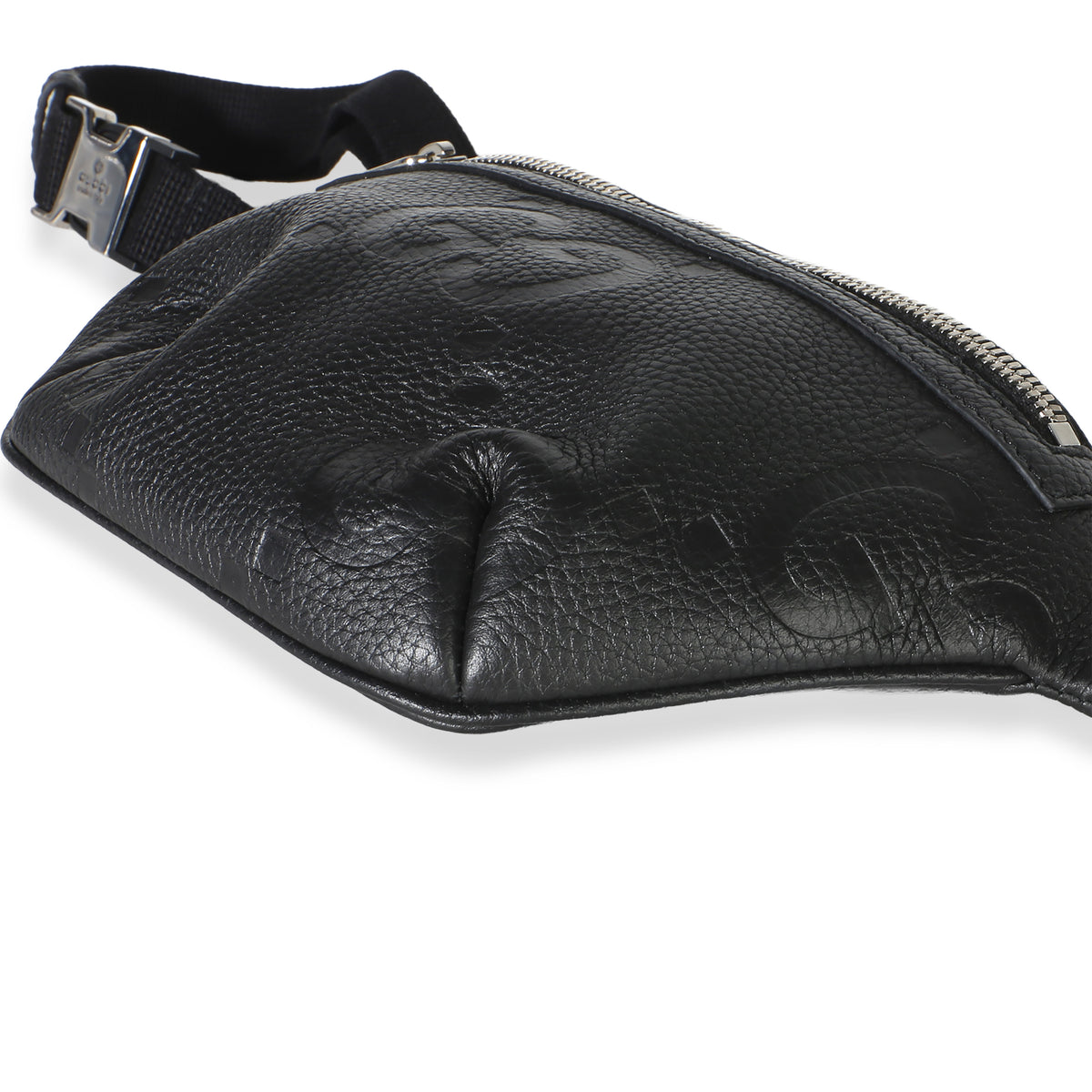 Gucci Black Piuma Calfskin Jumbo GG Embossed Small Belt Bag Handbag 6