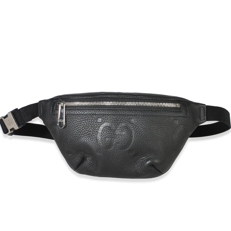 Gucci Black Piuma Calfskin Jumbo GG Embossed Small Belt Bag Handbag fv