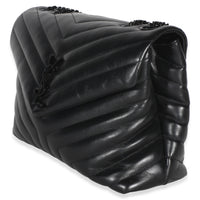 Saint Laurent Black Calfskin Y Quilted Monogram Medium Loulou Chain Satchel Handbag 2