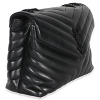 Saint Laurent Black Calfskin Y Quilted Monogram Medium Loulou Chain Satchel Handbag 3