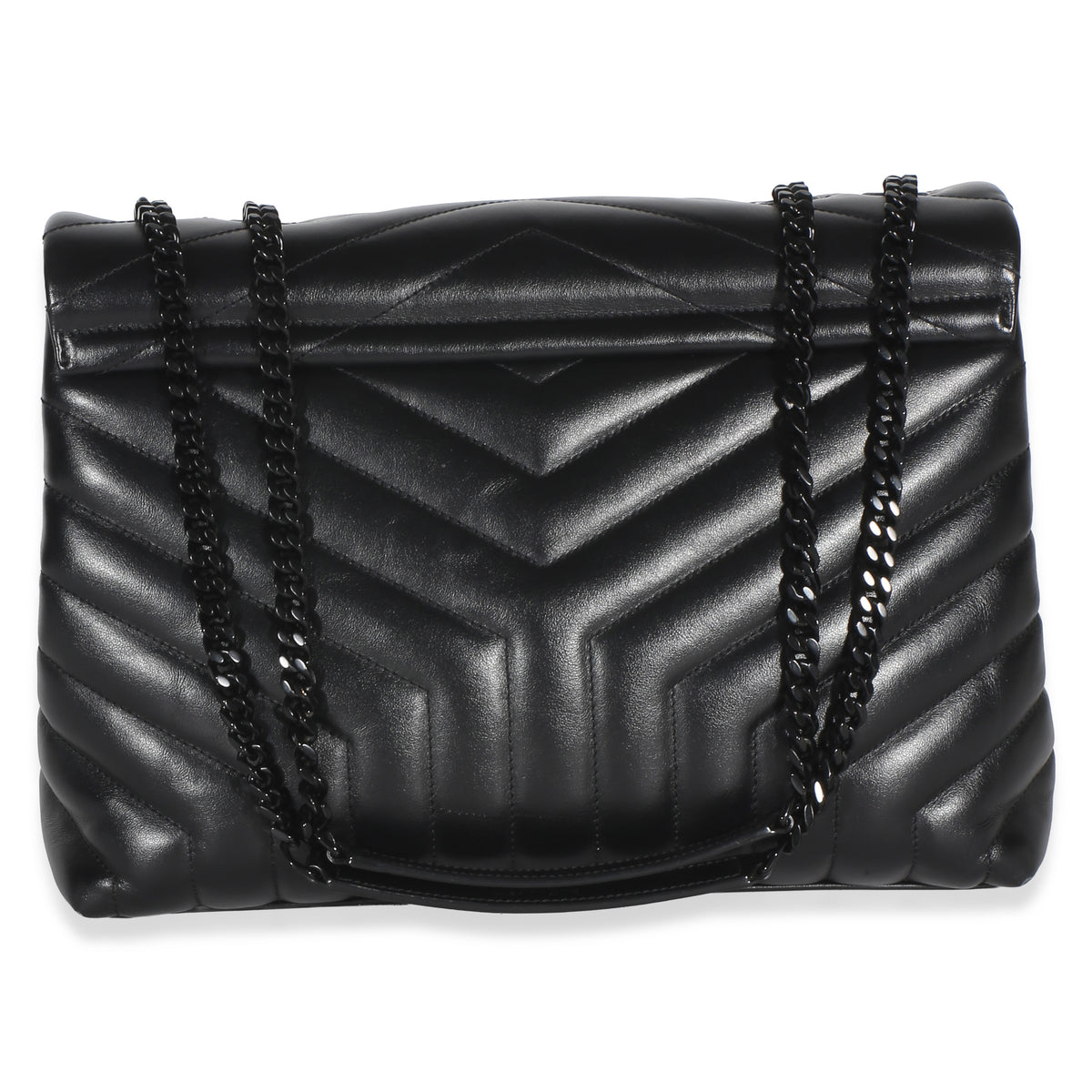 Saint Laurent Black Calfskin Y Quilted Monogram Medium Loulou Chain Satchel Handbag 4
